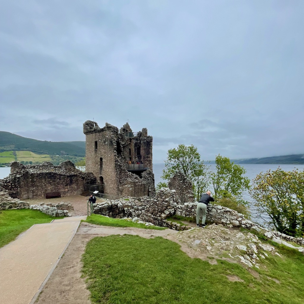A ruined castle overlooking loch ness