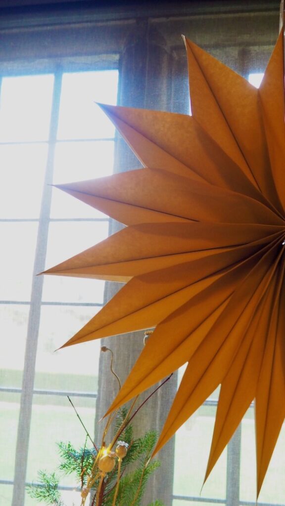 A paper star in front of a window