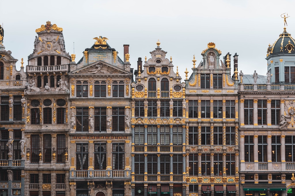 Old fashioned buildings in the Grand Place in Belgium